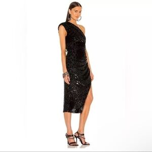 NEW! DUNDAS x REVOLVE Hendrix Midi Dress in Black cheetah print shimmer Size M